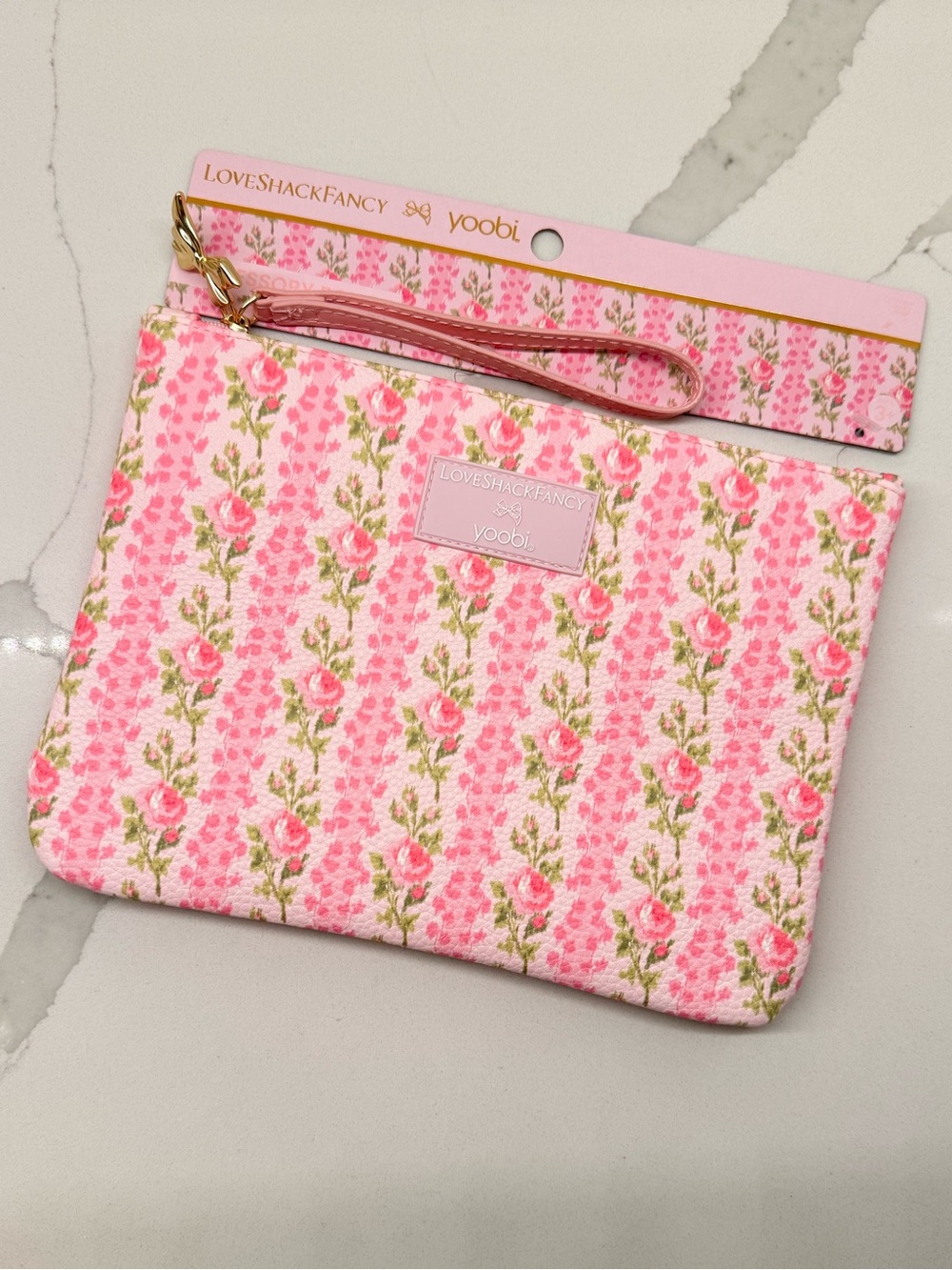 🩷 LoveShackFancy x Target - Flat Zip Pencil Case with Strap - Strawberry